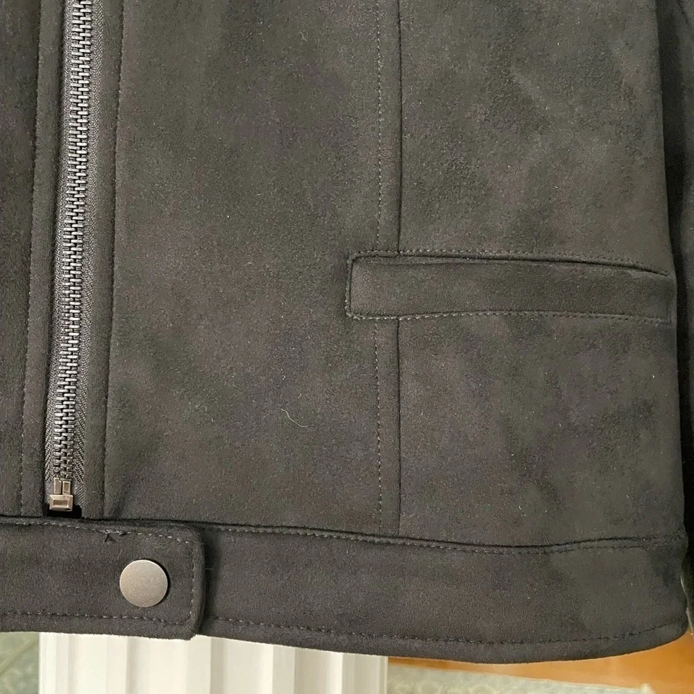 Coffee Shop NY women’s size medium Foux Suede Jacket with stretch.black, zipper